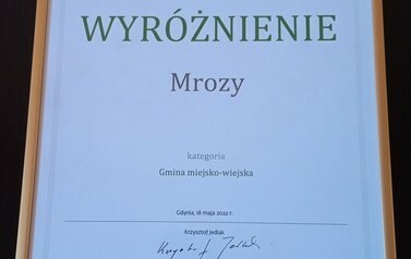 Wyróżnienie dla Gminy Mrozy za 5. miejsce w X edycji ogólnopolskiego rankingu Perły Samorządu 2022