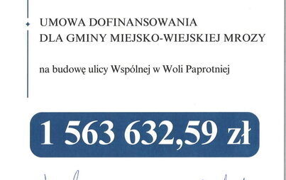Zdjęcie do Dofinansowanie dla Gminy Mrozy