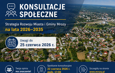 Zdjęcie do Konsultacje społeczne projektu Strategii Rozwoju Miasta i Gminy Mrozy na lata 2026&ndash;2035