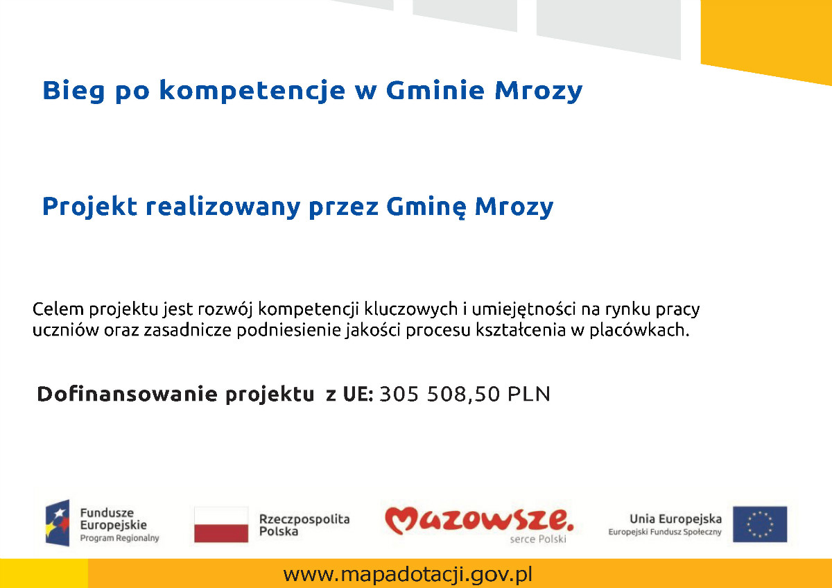 Baner - Informacja Bieg po kompetencje w Gminie Mrozy